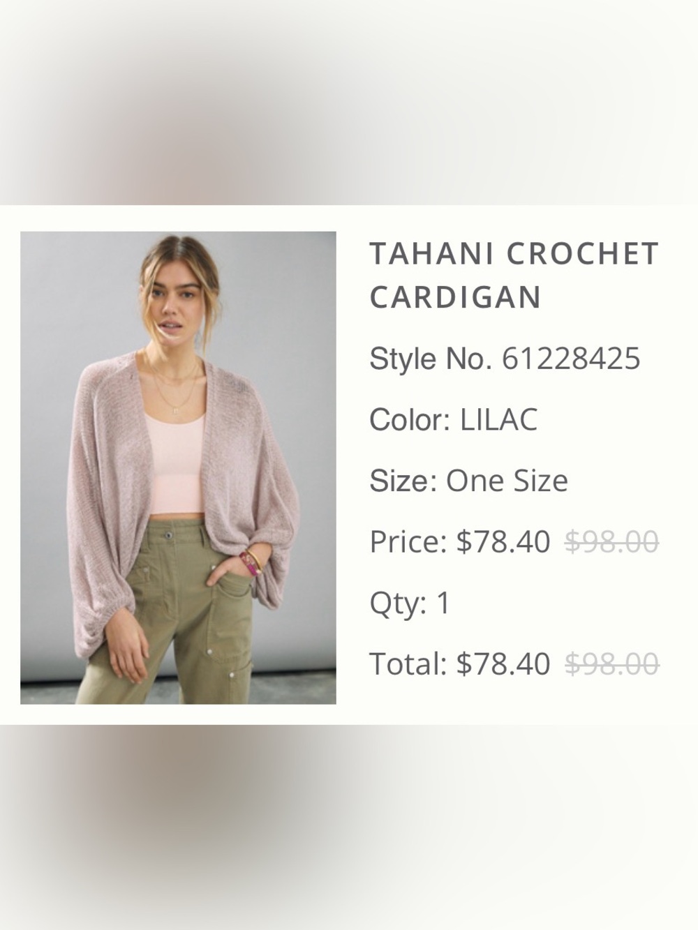 Anthropologie Tahani Crochet Cardigan - Lilac